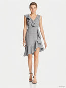 Aqua Women's Ruffle Plaid Dress, Size Small