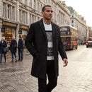 Calvin Klein Mens Minneapolis Wool-Blend Slim-Fit Overcoat, 42 R/Black