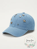 August Hats Womens Charms Denim Baseball Cap Blue, One Size