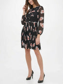 Tommy Hilfiger Ruffle-Trim Pleated Chiffon Dress, Size 10