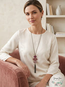 Thalia Sodi Silver-Tone Pave Lip and Chain Tassel 32 Pendant Necklace