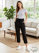 Indigo Rein Womens Juniors Paperbag Pants High Rise Pleated - Black - Small