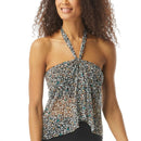 Coco Reef Womens Black Printed Stretch Adjustable Tie Bandeau Tankini 32DD