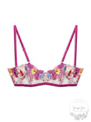 Fleur du Mal Orchid Embroidery Bralette, Size Small