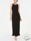 SLNY Embellished Zippered Sleeveless Sheath Formal Dress, Size 6