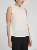 Dkny Women's Ruffle-Collar Sleeveless Blouse, Size Large