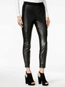 Bar III Womens Faux Leather Mixed Media Ankle Pants, Size X-Small