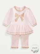 First Impressions Baby Girls Bow Sweater and Striped Tights, Size 12Months
