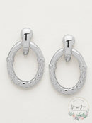 Anne Klein Silver-Tone Basket Weave Textured Doorknocker Clip-on Drop Earrings