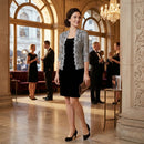 Jessica Howard Womens Velvet Party Dress with Jacket, Black/Silver, Size 6