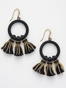 Inc Gold-Tone Velvet Hoop and Tassel Drop Earrings