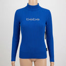 Bebe Rhinestone Mock Neck Ribbed Knit Sweater, Blue Size Large