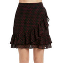 Maison Jules Women's Black Heart Print Knee Length Ruffled Skirt, Size Small