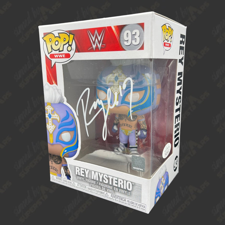 Rey Mysterio signed WWE Funko POP Figure #93 (w/ JSA) Signed By Superstars 