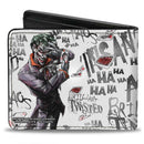 Bi-Fold Wallet - Joker BRILLIANT-TWISTED-INSANE-MAD PSYCHO Pose Cards White Grays