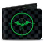 Bi-Fold Wallet - The Batman Movie Batman and Riddler Target Logo Checker Black Gray Green