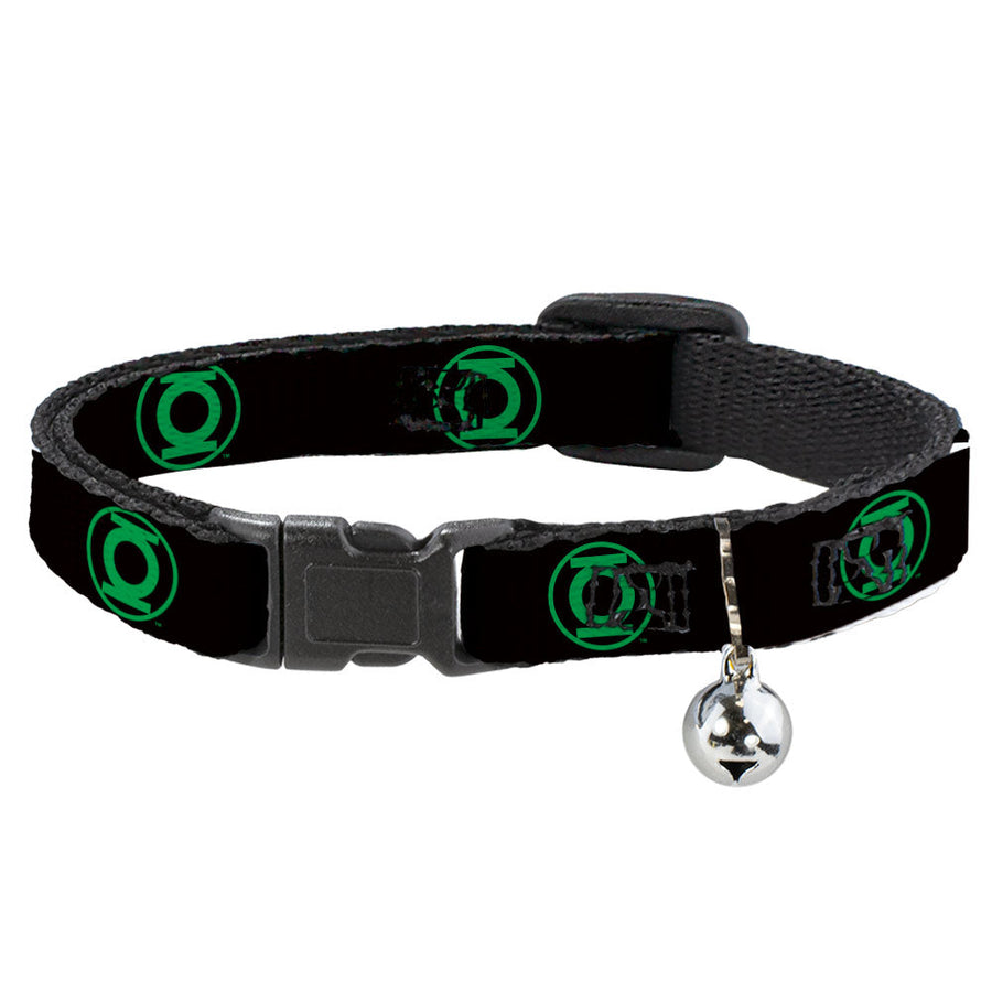 Cat Collar Breakaway with Bell - DC League of Super-Pets Green Lantern Logo Black Green