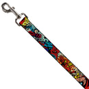 Dog Leash - 4-Superhero Action Poses/Comic Scenes White/Black/Full Color Splatter