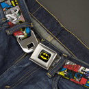 Batman Full Color Black Yellow Seatbelt Belt - Batman & Joker Comic Blocks Webbing