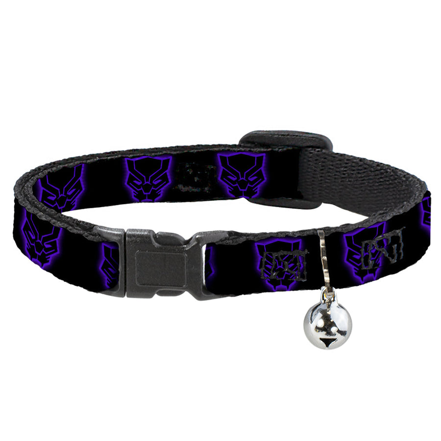 Cat Collar Breakaway - Black Panther Avengers Icon Outline Black Purple