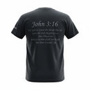Black John 3:16 Reflective Adult T-Shirt