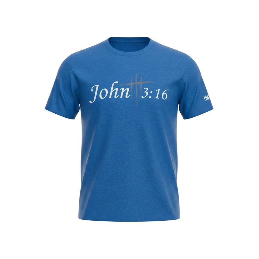 Blue John 3:16 Adult T-Shirt
