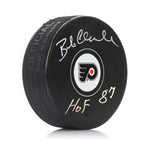 Bob Clarke Autographed & Inscribed Philadelphia Flyers Hockey Logo Puck