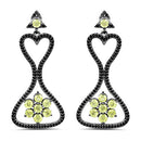6.93 Carat Genuine Peridot and Black Spinel .925 Sterling Silver Earrings