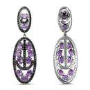 12.45 Carat Genuine Amethyst and Black Spinel .925 Sterling Silver Earrings