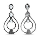8.81 Carat Genuine Blue Topaz and Black Spinel .925 Sterling Silver Earrings