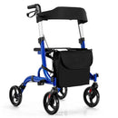 Folding Aluminum Rollator Walker with 8 inch Wheels and Seat