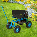 Rolling Garden Cart with Height Adjustable Swivel Seat and Storage Basket