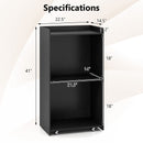Rolling Podium Stand with 2 Shelves and Lockable Wheels