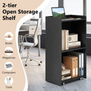 Rolling Podium Stand with 2 Shelves and Lockable Wheels