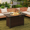 50000 BTU 2 Inch ropane Gas Fire Pit Table with Wind Guard and Glass Rocks