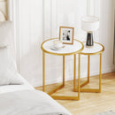 Round Nesting Table Set of 2 with Marble-like Tabletop-White