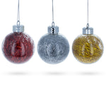 Set of 3 Filled Colorful Clear Plastic Christmas Ornaments 4 Inches