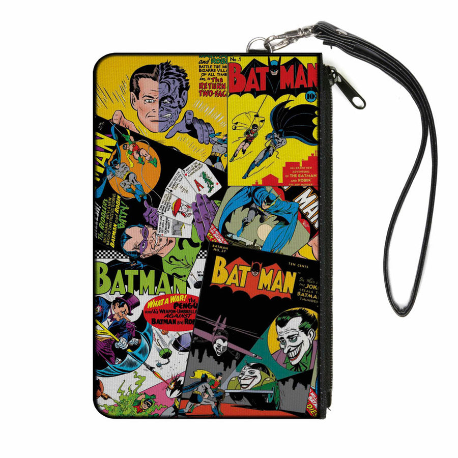 Canvas Zipper Wallet - SMALL - Retro Batman 6-Comic Book Covers Stacked