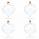 Set of 4 Pointed Onion-Shape Finial Clear Glass Christmas Ornaments
