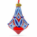 Blue Geometrical Bell Finial Glass Christmas Ornament