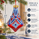 Blue Geometrical Bell Finial Glass Christmas Ornament