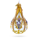 Multicolored Jewels on Golden Swirls Pear Shape Finial Glass Ornament