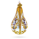 Multicolored Jewels on Golden Swirls Pear Shape Finial Glass Ornament