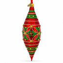 Red and Green Glitter Jeweled Elongated Pointed Teardrop Finial Glass Christmas Ornament