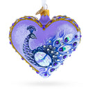 Royal Purple Peacock Heart Glass Ornament