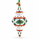 Winter Lattice & Holly Star Jeweled Double-Ended Finial Drop Glass Christmas Ornament