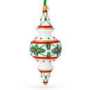 Winter Lattice & Holly Star Jeweled Double-Ended Finial Drop Glass Christmas Ornament