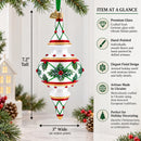 Winter Lattice & Holly Star Jeweled Double-Ended Finial Drop Glass Christmas Ornament
