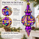 Royal Jewel Embellishments Gold Filigree Double-Ended Finial Drop Glass Christmas Ornament