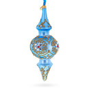 Royal Blue Jeweled Scroll Double-Ended Finial Drop Glass Christmas Ornament